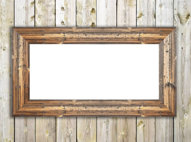 istock Old wooden frame on wooden background 1301736788