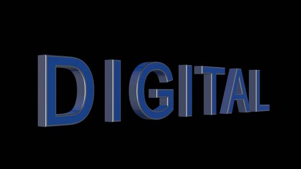 istock DIGITAL - blue lettering with shadow isolated on black background 1301738665