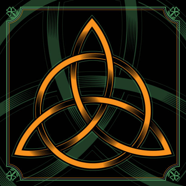 illustrations, cliparts, dessins animés et icônes de symbole celtique de triade. - celtic culture frame circle tied knot
