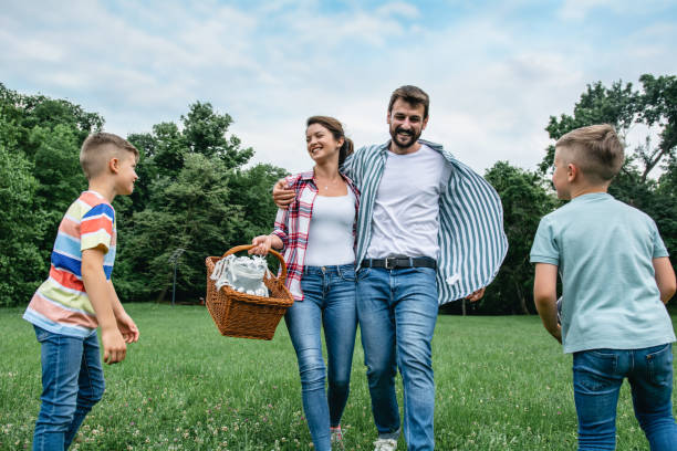 istock Family going on a picnic in nature 1301745015