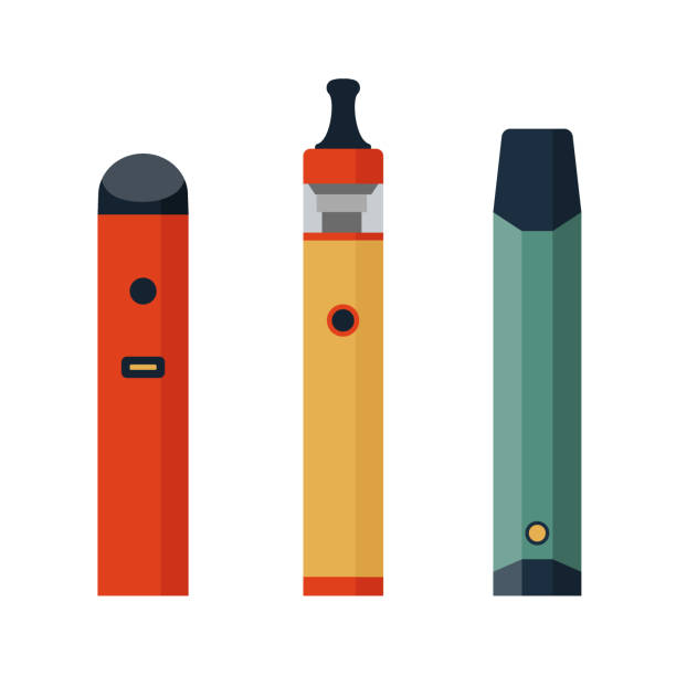 illustrations, cliparts, dessins anim�és et icônes de ensemble de cigarettes électroniques. e-cigarette pour vapotage. différents stylos vape design. - e cigarette