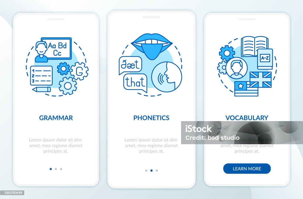 Language Learning App Writing Section Language Learning Categories Onboarding Mobile App Page Screen With ...