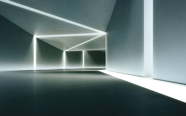 istock Abstract interior design 3D rendering of modern showroom. 1301758063