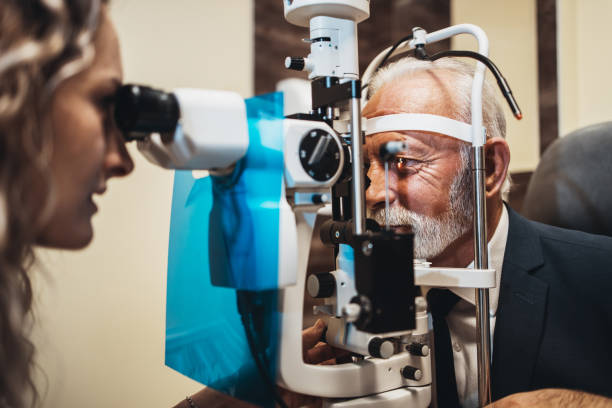 istock Senior man at ophthalmology treatment 1301758705