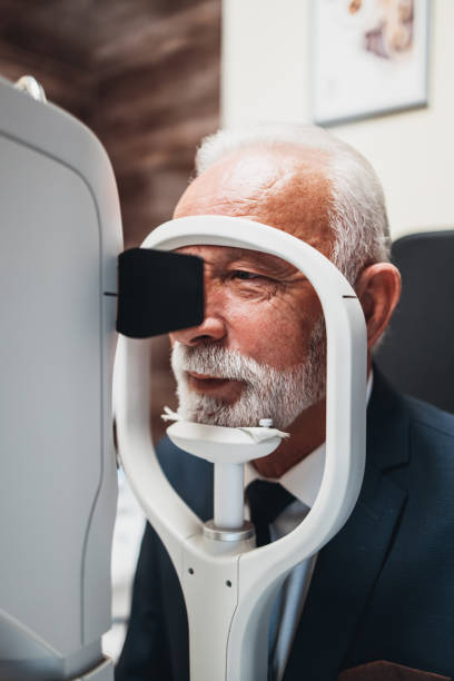 istock Senior man at ophthalmology treatment 1301758731