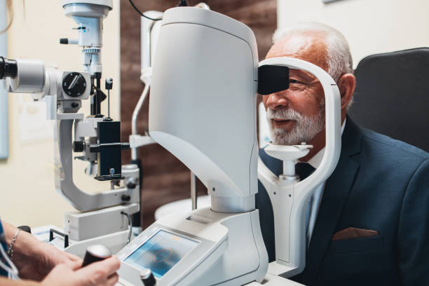 istock Senior man at ophthalmology treatment 1301758777