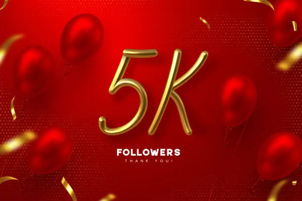 Vector illustration of Five thousand followers banner.