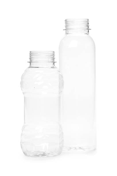 istock two empty new plastic bottle isolated on white background. production of containers 1301765540