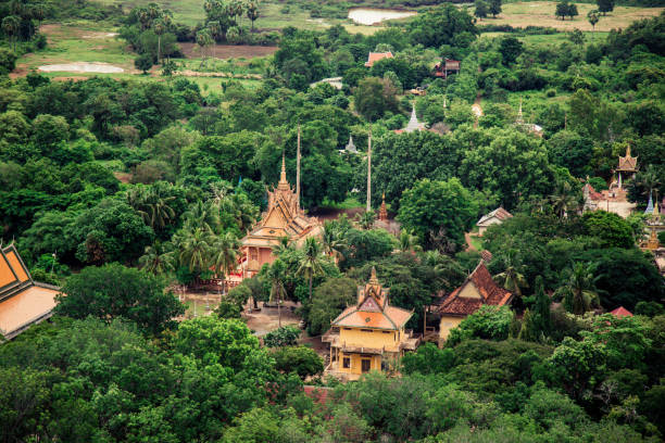 istock Khmer pagoda at Odong Mountain front Overview 1301765961