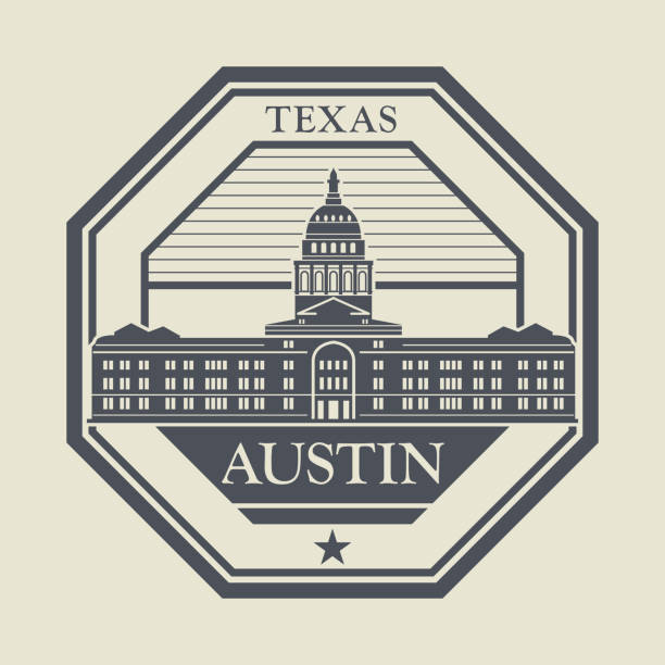 テキサス州オースティンという言葉のスタンプまたはラベル - capitol hill voting dome state capitol building点のイラスト素材／クリップアート素材／マンガ素材／アイコン素材