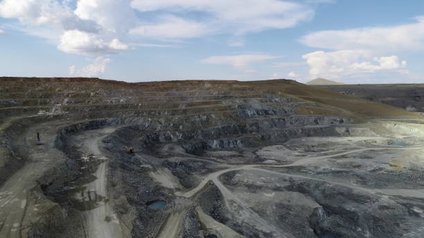 istock Flooded open pit chromium chrome ore quarry mine with blue water Sivas Kangal Turkey 1301771771