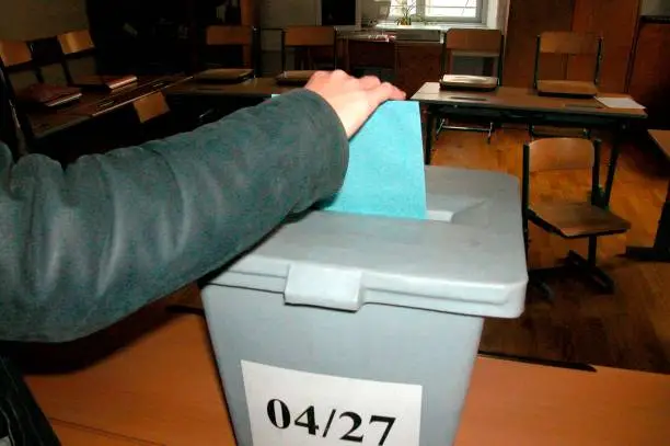 ballot box in a polling station, election in a democracy
