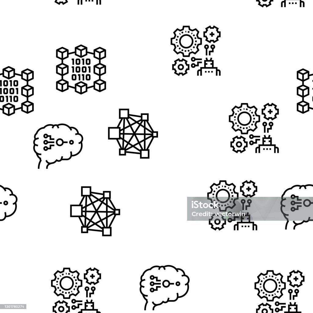 Neutral Network Pattern Neural Network And Ai Vector Seamless Pattern Stock Illustration ...