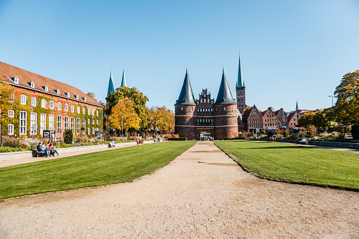 Holstentor, Germany, October 12. 2018: Lübeck Holsten Gate.