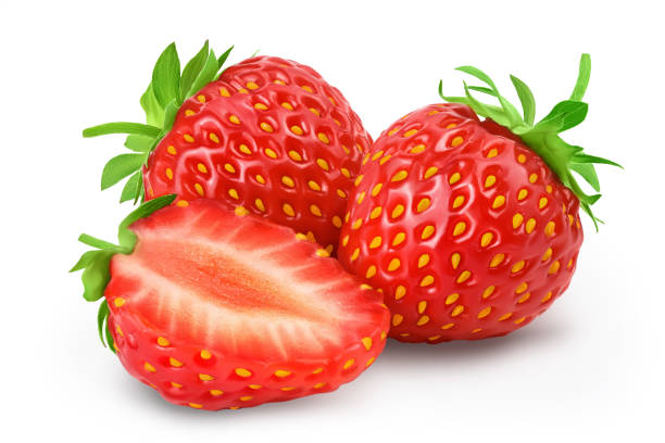 istock Strawberry and half isolated on white background. Fresh berry with clipping path and full depth of field 1301781239