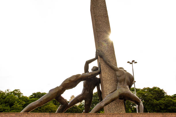 Detail of the Civic Square in the city of Goiania. Goiania, Goias, Brazil – February 12, 2021: Details of the Civic Square in Goiânia. Civic Square. Monument of the Three Races. goias photos stock pictures, royalty-free photos & images
