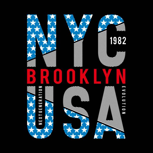 ilustrações de stock, clip art, desenhos animados e ícones de new york city typography for t shirt print , vector illustration - brooklyn university new york city summer