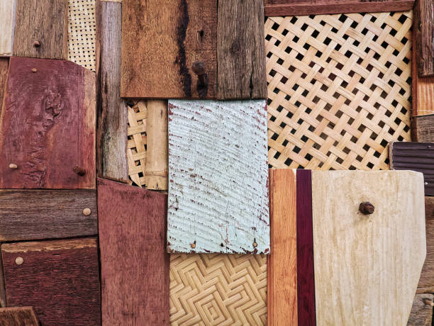 Full Frame Background of Various Designs of Wood Paneling Wall