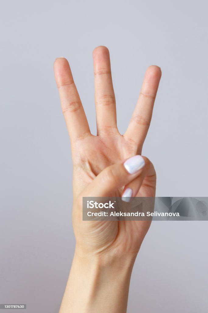 3 In Sign Language The Hand Shows The Number Three Countdown Gesture Or Sign Sign Language ...