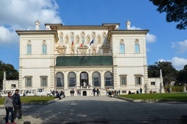 villa borghese, galleria borghese. rome, włochy - villa italian culture facade ornamental garden zdjęcia i obrazy z banku zdjęć
