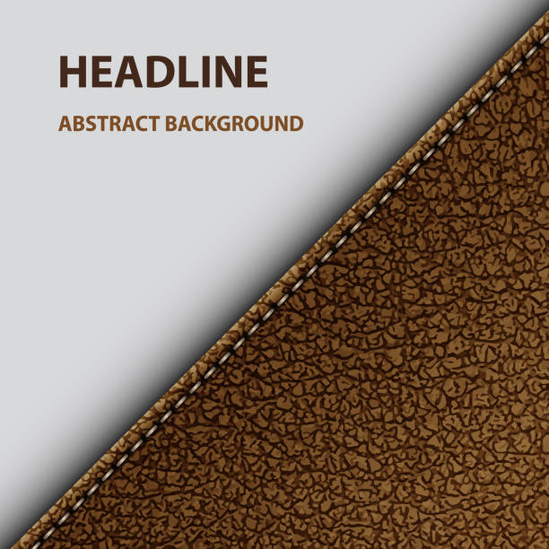 ステッチ付きレザーブラウン対角ポケット - leather folder点のイラスト素材／クリップアート素材／マンガ素材／アイコン素材