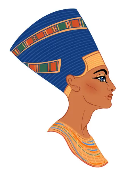 Vector illustration of Egyptian queen Nefertiti isolated vector illustration