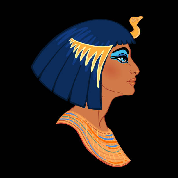 египетская королева клеопатра изолированные векторные иллюстрации. - культура египта иллюстрации stock illustrations