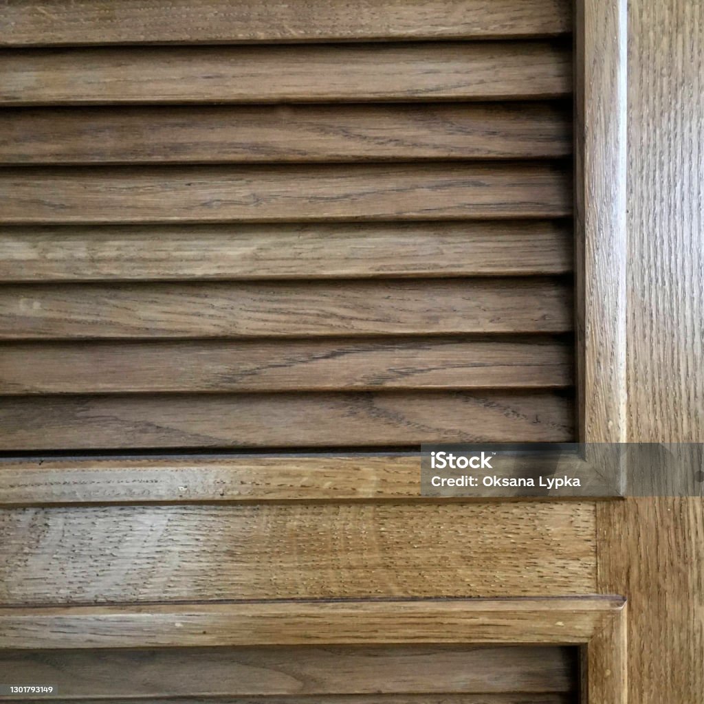 handwork oak wood  cabinet, fragment, handmade Apartment Stock Photo