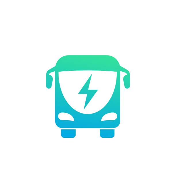 electric bus icon electric bus icon electric motor white background stock illustrations