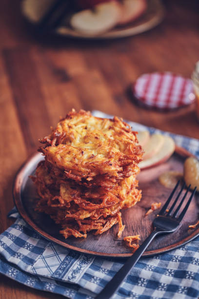 istock Delicious Rosti Potato Pancake Served with Apple Sauce 1301795685