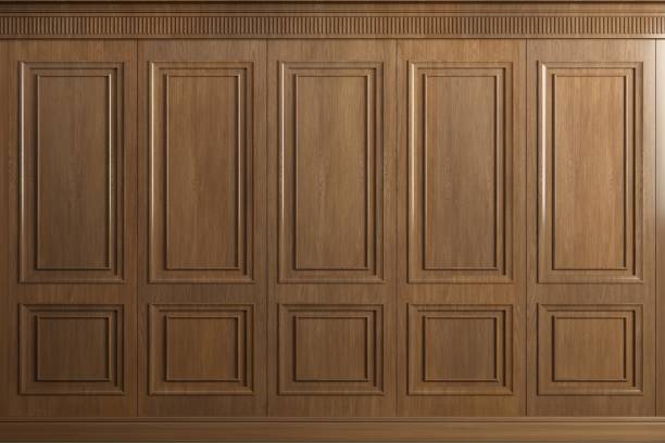 istock Classic wall vintage oak wood panels 1301800819