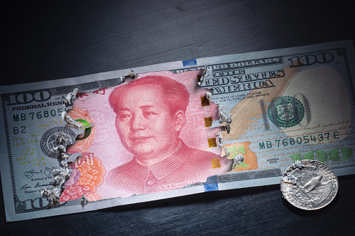 Chinese Renminbi billnote with portrait of Chairman Mao.