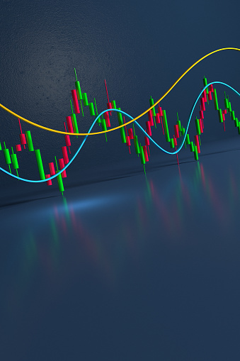 stock chart on blue background - 3D rendering