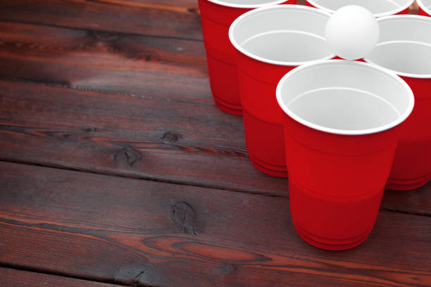 istock Cups for game Beer Pong on the table 1301804214