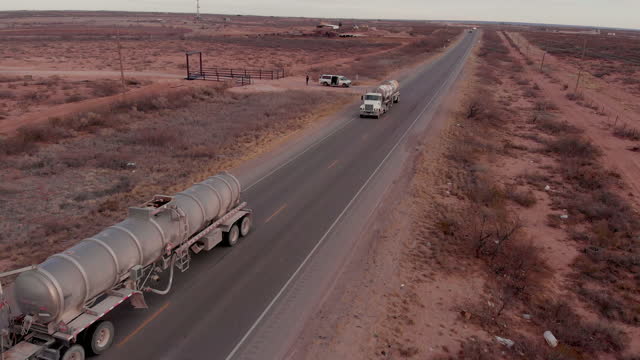 Lorry Tanker Truck Passing on a Highway in The West Texas Oil Field