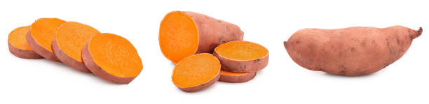 istock Sweet potato isolated on white background closeup, Set or collection 1301805156