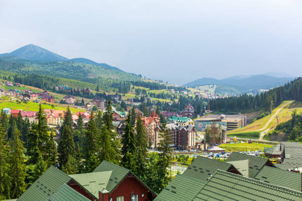 istock Ski resort base Bukovel in Karpaty mountains in summer day 1301806938