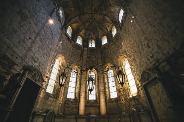 istock interior of cathedral with lamps 1301814204