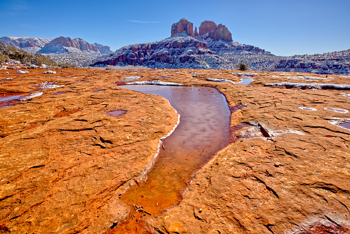 Snow Covered Cathedral Rock in Sedona AZ in Sedona, AZ, United States