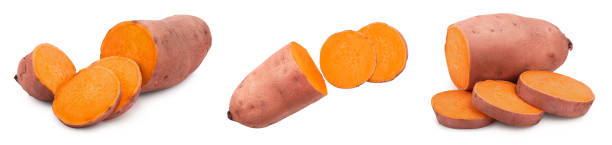 istock Sweet potato isolated on white background closeup, Set or collection 1301816292
