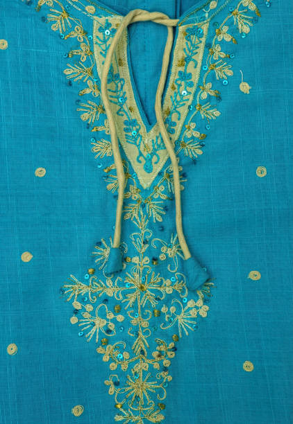 Traditional Indian Cotton Fabric with Embroidery