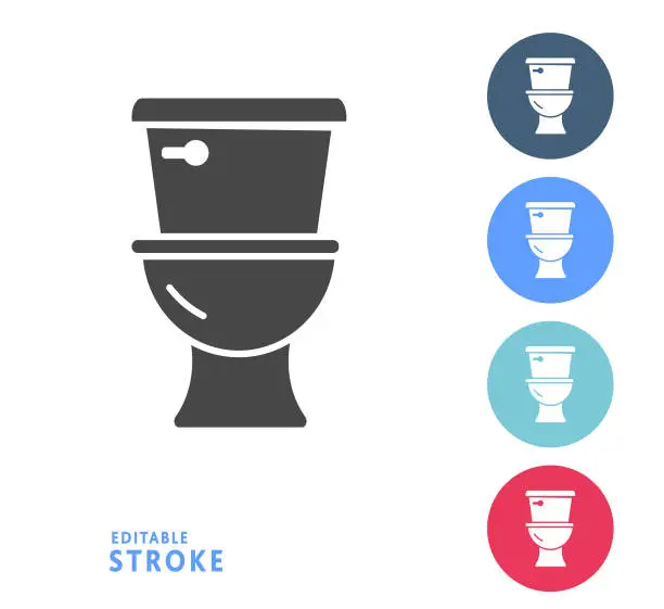 Vector illustration of Home efficiency toilet  icon set with multi-colored circles