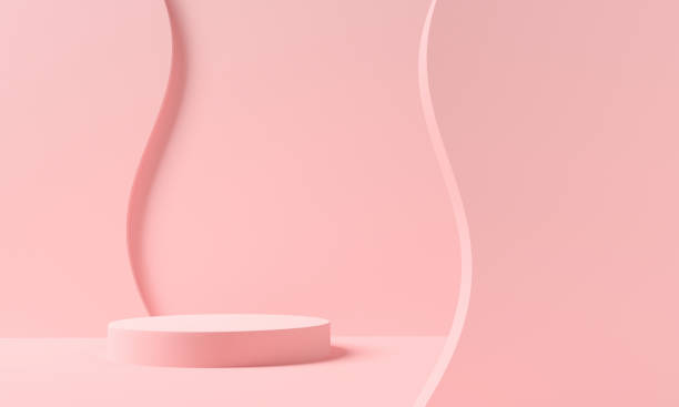 istock Pink pastel podium or pedestal backdrop. 3d rendering 1301819803