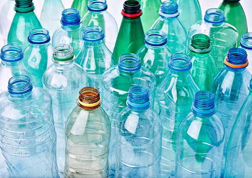 close up of empty plastic bottles