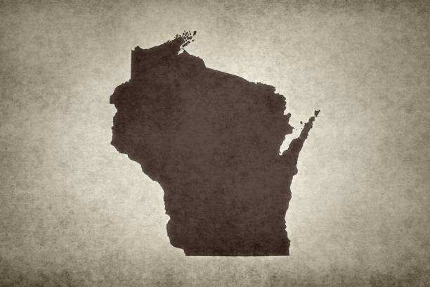 Grunge map of the state of Wisconsin (USA) printed on an old paper.