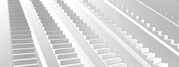 istock Simple architectural minimalistic design of steps in perspective. 3d rendering, 3d illustration. 1301829735