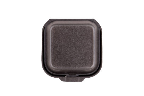 istock Black Styrofoam meal box isolated on white background 1301829792