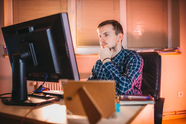 istock Stressful late night working from home 1301831974