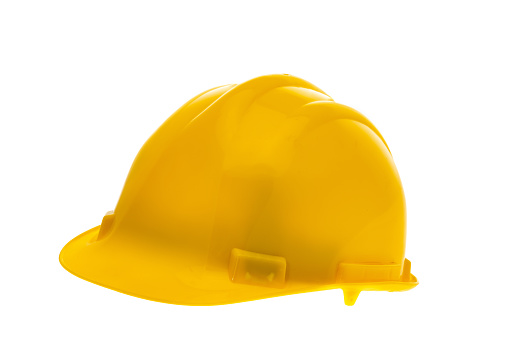 Yellow construction hard hat - white background