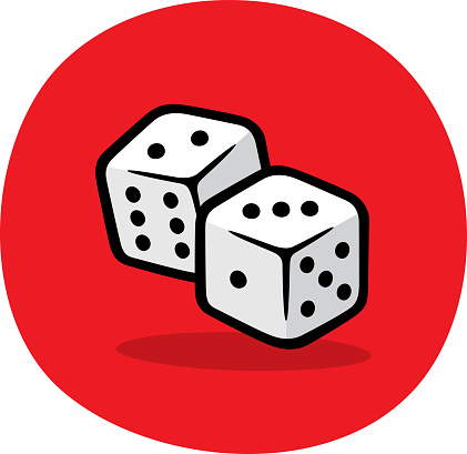 Vector illustration of hand drawn dice against a red background.